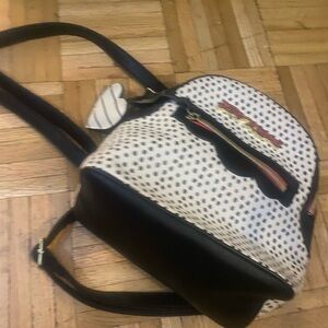 Betsey Johnson Black and White Polka Dot Backpack